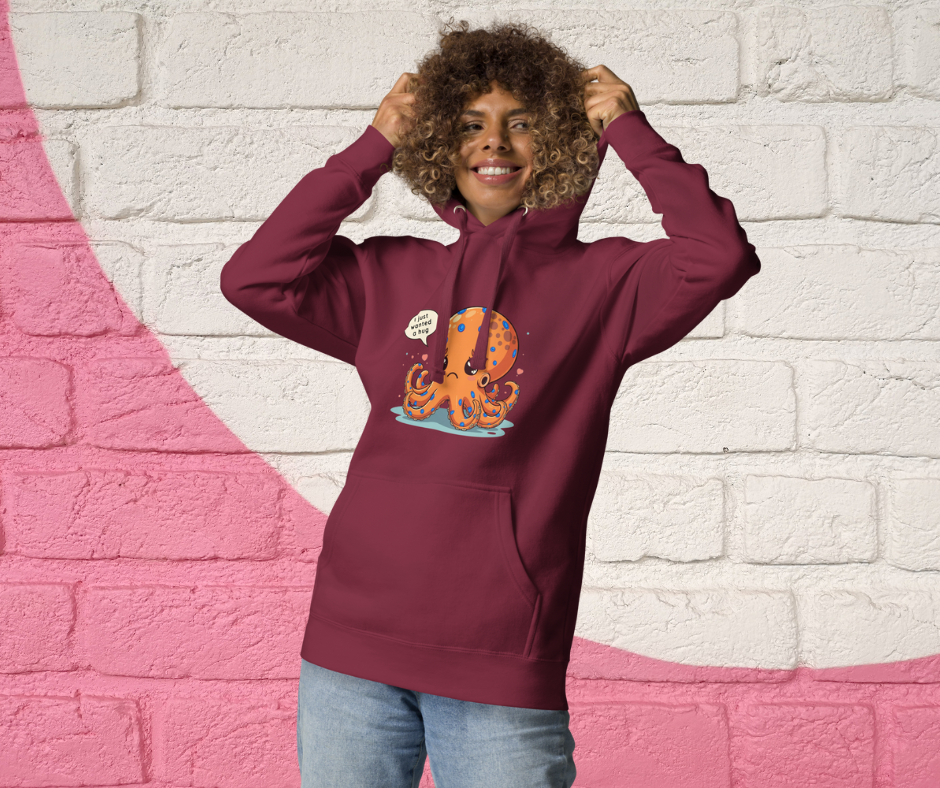 Women's Sad Blue Ringed Octopus Hoodie